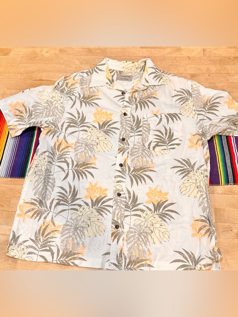croft & barrow Short-Sleeve Camp Shirt in Pale Blue, Yellow, and Gray